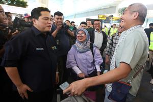 Menteri BUMN dan Menhub tinjau arus mudik di Bandara Soetta