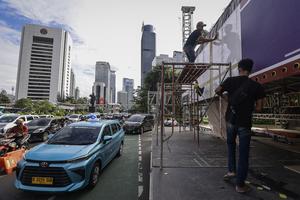 Panggung hiburan perayaan tahun baru di Jakarta