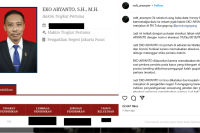 Akun media sosial di Instagram membagikan data pribadi Hakim Eko Aryanto