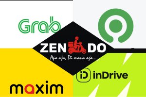 Logo Grab, Gojek, Zendo, Maxim, dan inDrive