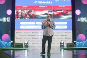 President Director dan CEO Lintasarta, Bayu Hanantasena, dalam Indonesia Data and Economic Conference (IDE) 2025 oleh Katadata di Jakarta, Selasa (18/