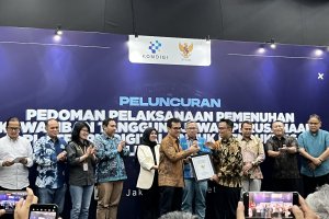 Peluncuran pedoman Publisher Right di Kantor Kementerian Komunikasi dan Digital (Komdigi), Senin (10/3). 