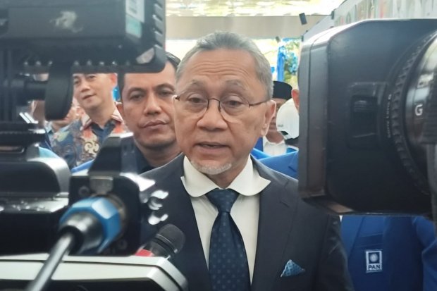 Menko Bidang Pangan Zulhas di acara Halal Bihalal PAN, di Jakarta, Minggu (20/4). Katadata/Djati Waluyo