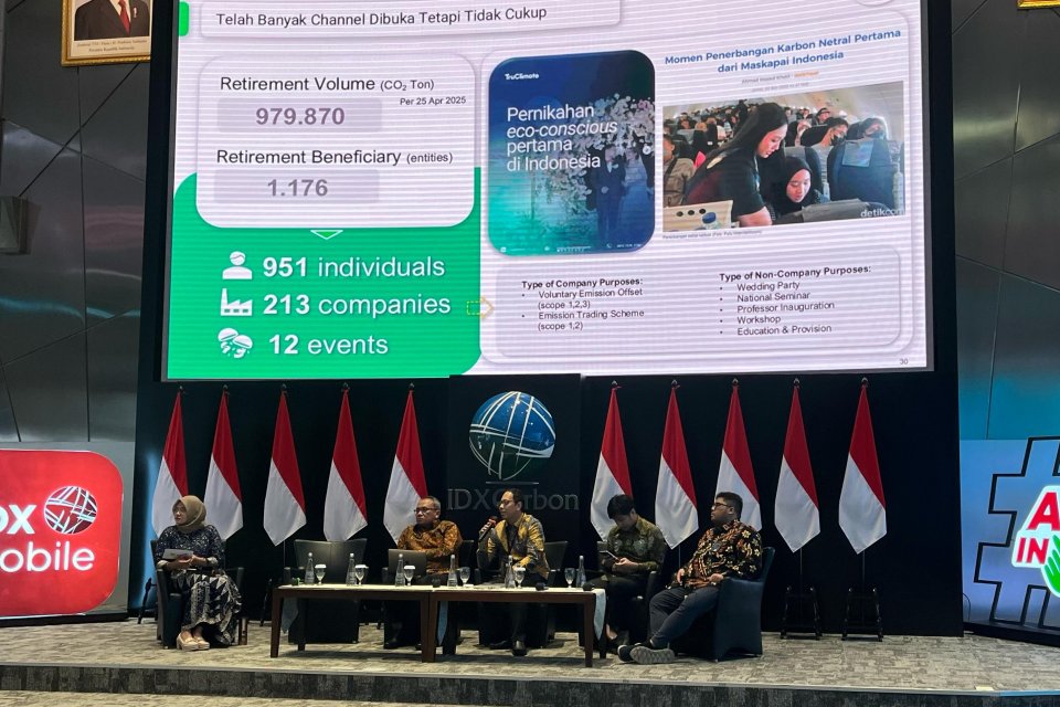 Seminar Strategi Upscaling Bisnis Karbon: Optimalisasi Peluang Di Pasar Domestik dan Internasional, di Jakarta, Senin (28/4).