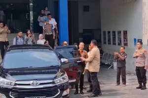 Presiden ke-7 Joko Widodo di Polda Metro Jaya, Jakarta, Rabu (30/4). 
