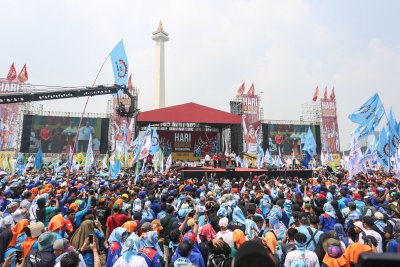 Peringatan Hari Buruh Internasional 2025 di Monas