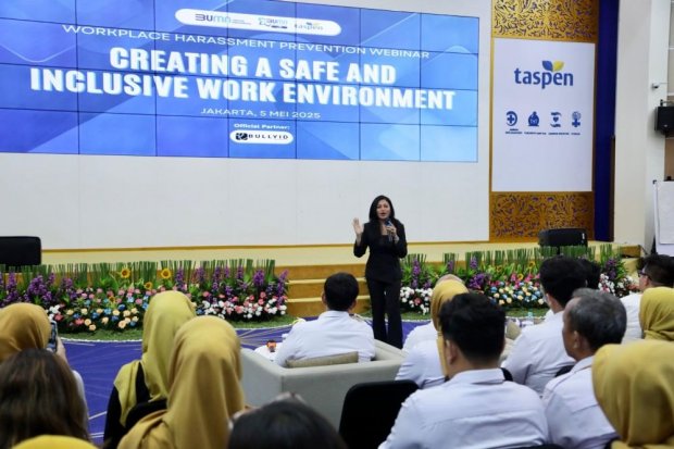 Lebih dari 500 orang menghadiri webinar anti perundungan yang diselenggarakan Taspen secara daring dan luring.