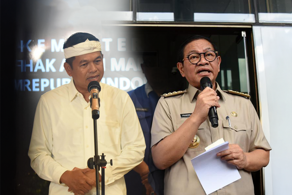 Gubernur Jawa Barat Dedi Mulyadi dan Gubernur Jakarta Pramono Anung. Foto: Antara
