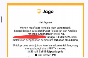 Netizen membagikan pesan elektronik dari bank terkait pemblokiran rekening atas permintaan PPATK