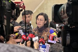 Menteri Keuangan Sri Mulyani di Gedung DPR, Jakarta, Selasa (20/5). 