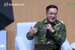 Direktur Utama Patrick Walujo dalam acara peluncuran Sahabat-AI di Jakarta, Senin (2/6).