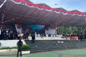 BNN menggelar agenda pemusnahan sabu di Batam, Kepulauan Riau, Kamis (12/6).