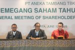 Rapat Umum Pemegang Saham Tahunan (RUPST) Tahun Buku 2024 PT Aneka Tambang Tbk (Antam) (Foto: Katadata/Fauza Syahputra) 