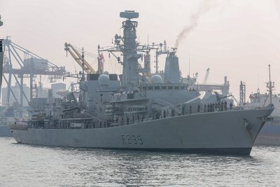 Kapal Angkatan Laut Kerajaan Inggris HMS Richmond berkunjung ke Jakarta (Foto: Katadata/Fauza Syahputra)