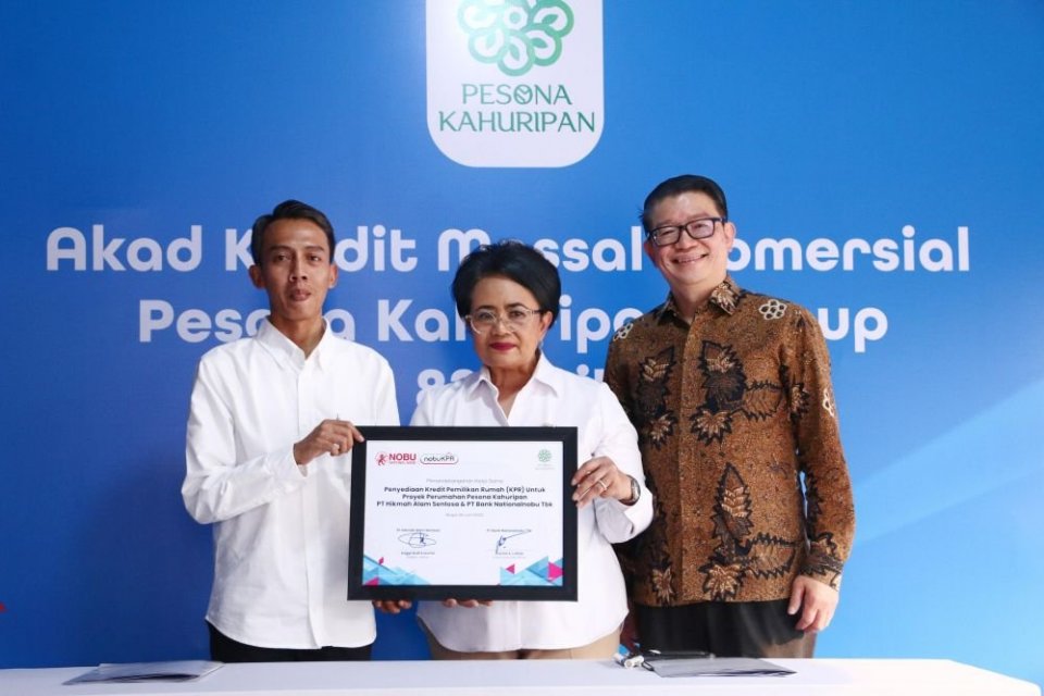Nobu Bank dan PT Hikmah Alam Sentosa menandatangani kerja sama untuk penyediaan fasilitas KPR Pesona Kahuripan, sebagai dukungan nyata terhadap program pemerintah 3 juta rumah.