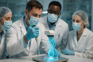 Ilustrasi ilmuwan membuat DNA manusia