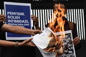 Aksi sikapi RKUHAP di Gerbang Pancasila DPR