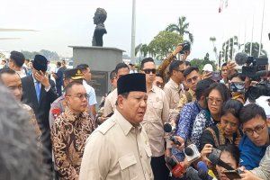 Presiden Prabowo Subianto di Lanud Halim Perdanakusuma, Jakarta, Rabu (16/7).