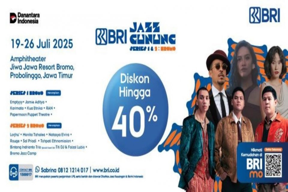 BRI Jazz Gunung Bromo pada 25 - 26 Juli 2025 bisa dinikmati dengan promo spesial dari BRImo.