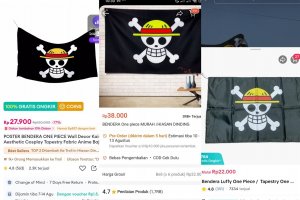 Bendera One Piece di Shopee, TikTok Shop by Tokopedia, Lazada