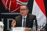 Konferensi Pers dalam rangka 48 tahun diaktifkannya kembali Pasar Modal Indonesia (Foto: Katadata/Fauza Syahputra)