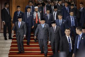 Presiden Prabowo meninggalkan Gedung Nusantara