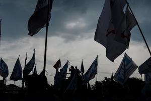 Aksi damai buruh di Banten