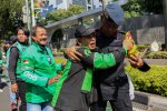 Aksi damai pengemudi ojek online (Foto: Katadata/Fauza Syahputra)