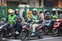 Pemerintah Beri Diskon 50% Iuran BPJS Ketenagakerjaan Untuk Ojol (Foto: Katadata/Fauza)