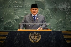 Presiden Prabowo Subianto menyampaikan pidato pada Konferensi Internasional Tingkat Tinggi untuk Penyelesaian Damai Masalah Palestina dan Implementasi