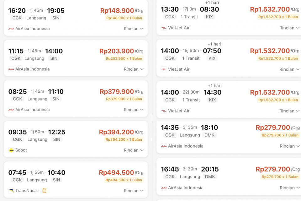 Harga tiket pesawat di Shopee, 