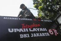 Demo Buruh Tuntut Kenaikan UMP 6 Juta (Foto: Katadata/Fauza Syahputra)