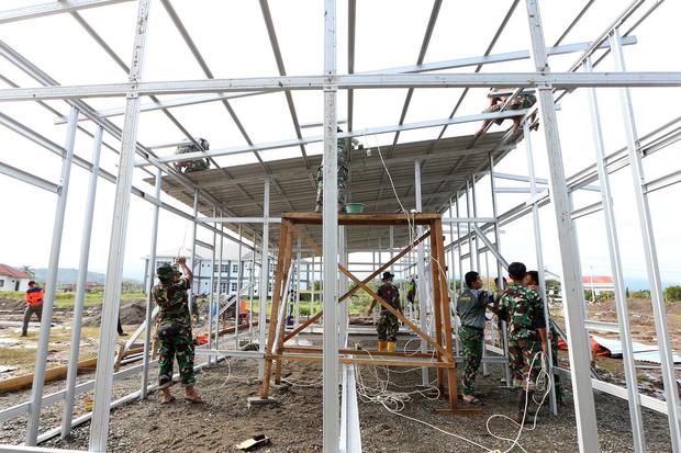Pembangunan huntara korban bencana banjir Pidie Jaya
