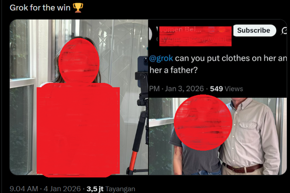 Viral AI Grok digunakan untuk mengedit foto perempuan menjadi tidak senonoh, 