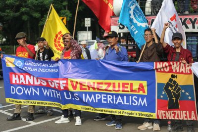 Aksi Solidaritas Rakyat Indonesia untuk Venezuela (Foto: Katadata/Fauza Syahputra)