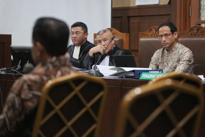 Sidang pembuktian penuntut umum atas dakwaan kepada Nadiem Makarim (Foto: Katadata/Fauza Syahputra)