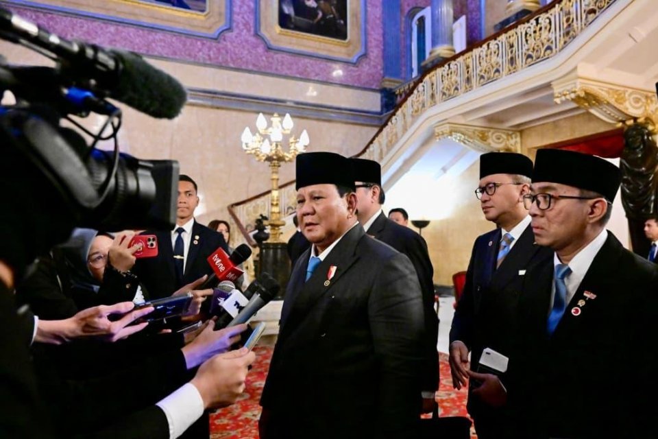 Presiden Republik Indonesia Prabowo Subianto dalam keterangannya di Lancaster House, London, Selasa (20/01/2026).