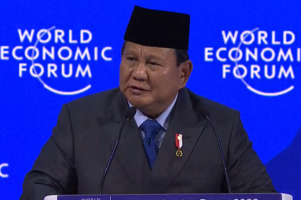 Presiden Prabowo Subianto saat berpidato di World Economic Forum atau WEF 2026, mbg, 