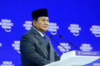 Presiden Prabowo Subianto saat menyampaikan pidato di World Economic Forum di Davos, Kamis (22/1)