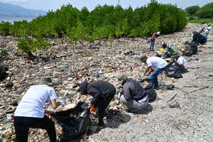 Aksi bersih sampah kawasan konservasi mangrove di Palu
