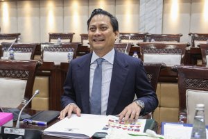 Thomas Djiwandono jalani uji kelayakan calon Deputi Gubernur Bank Indonesia (Foto: Katadata/Fauza Syahputra)