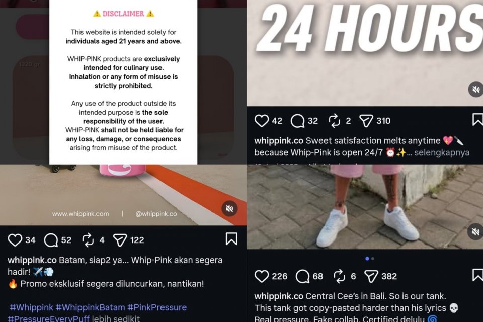 gas tertawa, Whip Pink, saraf