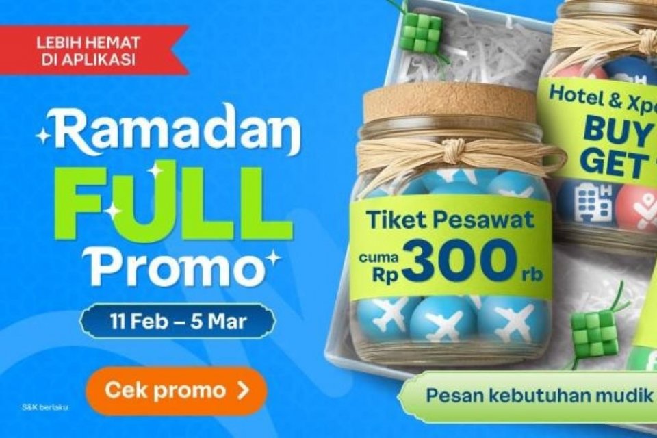 Traveloka memberikan promo Ramadhan berupa diskon tiket pesawat dan kereta ke berbagai kota destinasi wisata.