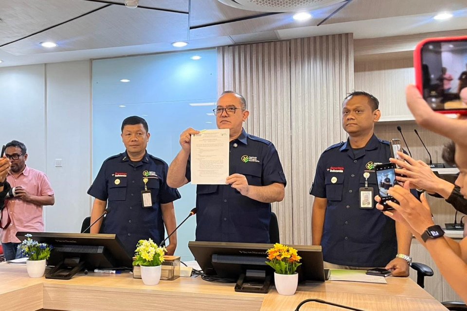 Direktur Utama Agrinas Pangan Nusantara, Joao Angelo De Sousa Mota, dalam konferensi pers, Selasa (23/2)