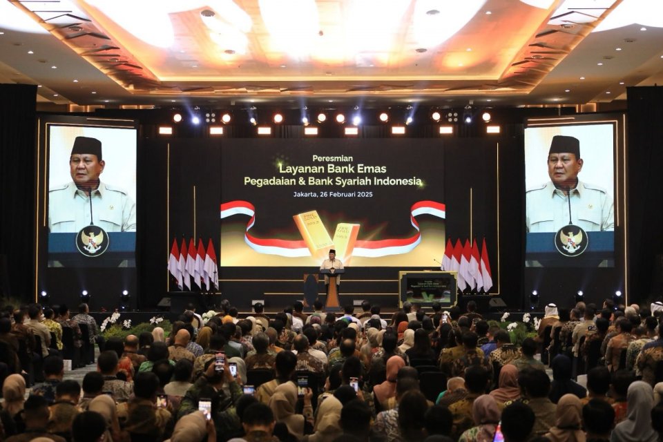 Presiden Republik Indonesia, Prabowo Subianto meresmikan Layanan Bank Emas Pegadaian di Pegadaian Tower Jakarta, pada 26 Februari 2025 lalu. 