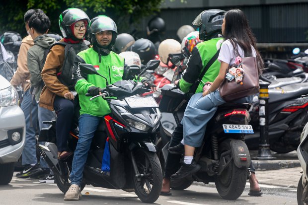 Bonus Hari Raya (BHR) untuk mitra pengemudi ojol sebesar 25% dari rata-rata pendapatan selama 12 bulan (Foto: Katadata/Fauza Syahputra)
