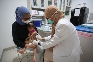 Cegah Penyakit Campak, IDAI Gelar Vaksinasi Gratis Untuk Anak Balita (Foto: Katadata/Fauza Syahputra)