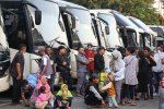 Arus Mudik Bus Kota di Terminal Kampung Rambutan (Foto: Katadata/Fauza Syahputra)