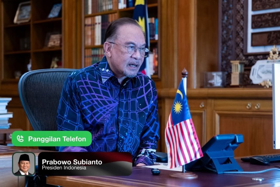 Sambungan telepon Perdana Menteri Malaysia Anwar Ibrahim dengan Prabowo