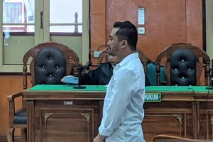 Terdakwa kasus pembuatan video profil desa di Kabupaten Karo, Sumatra Utara, Amsal Sitepu.